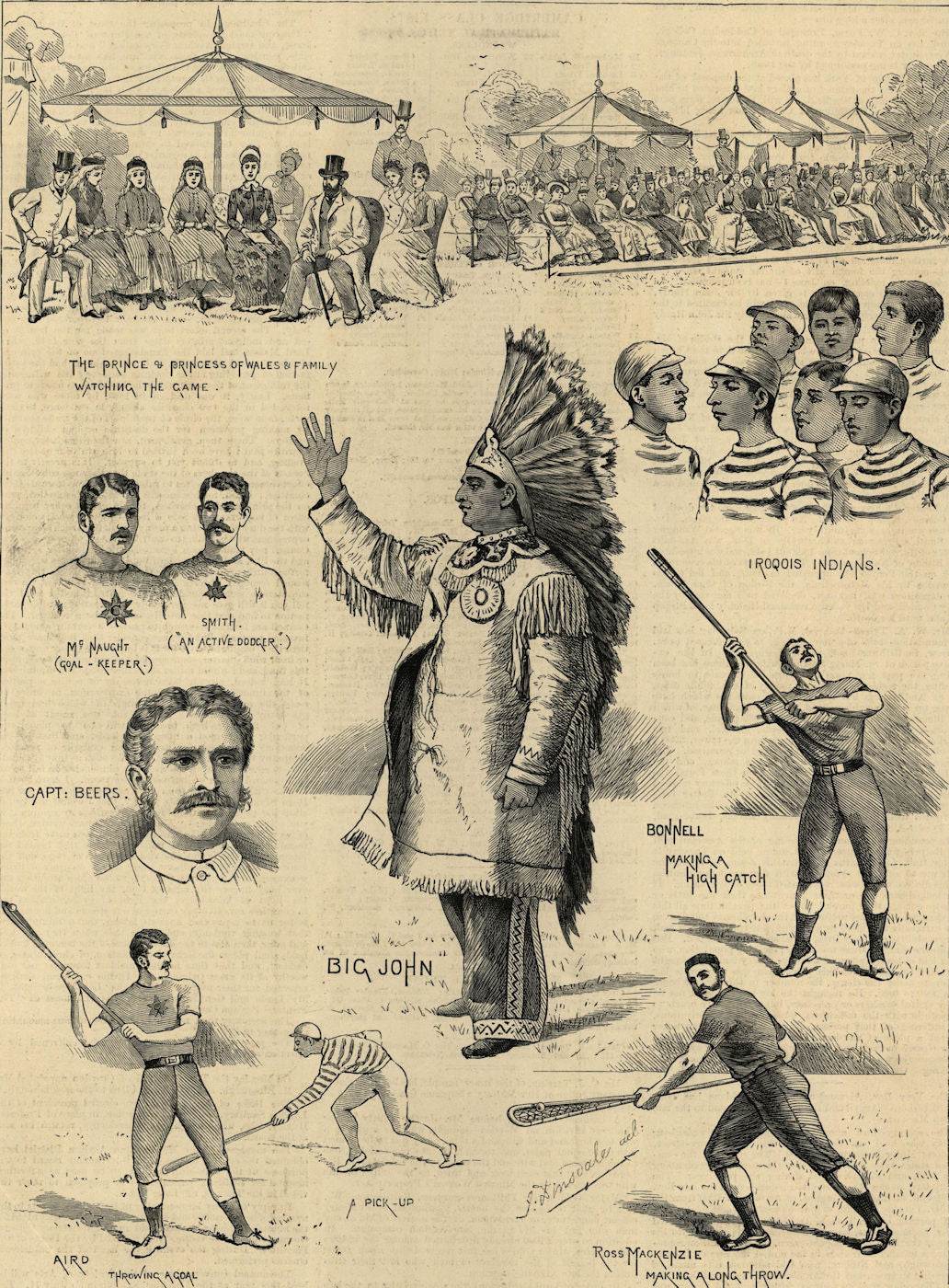 The Canadian game of Lacrosse, played at Hurlingham. London. Sports 1883 print